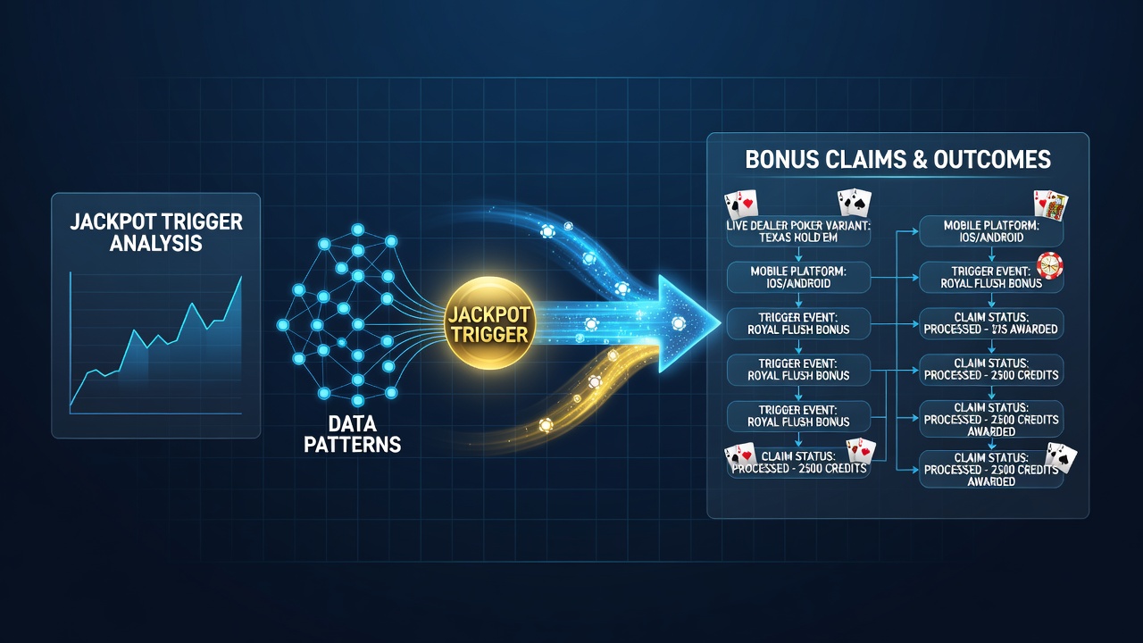 Analytics dashboard displaying jackpot and bonus correlation charts from mobile poker sessions