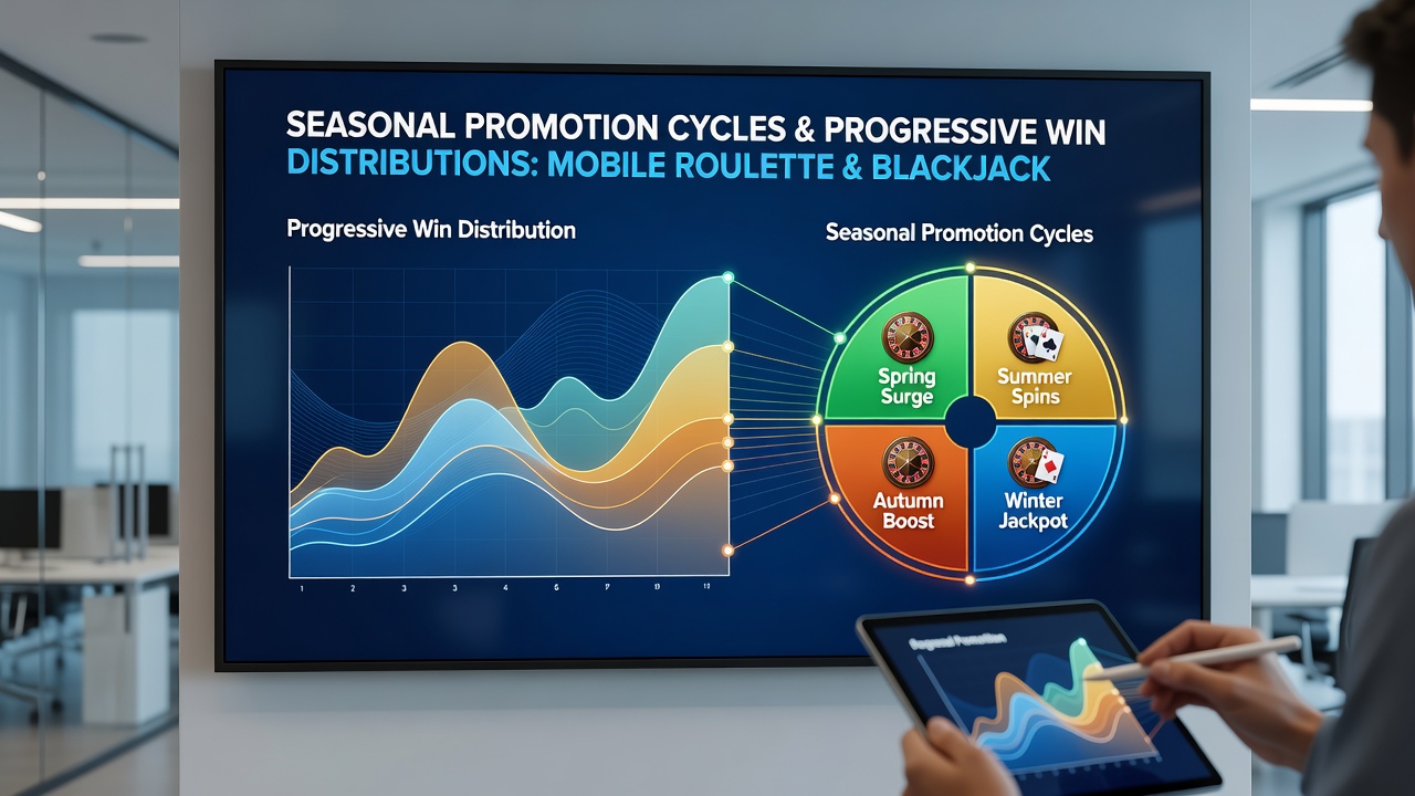 Blackjack and roulette mobile interfaces displaying progressive win distribution changes